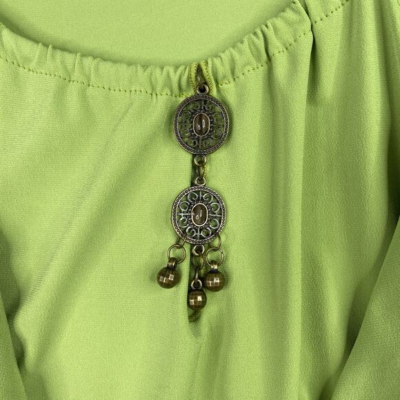 AB Studio Top Womens XL Green Y2k 90s Faux Wrap USA Made Jeweled Sleeveless NWT - Picture 3 of 10